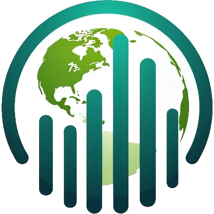 Minimalist circular logo with a stylized barcode morphing into a globe, with company name "EthicScope" elegantly incorporated into the design. Clean greens and blues with neutral tones. Professional tech-forward design. emoji