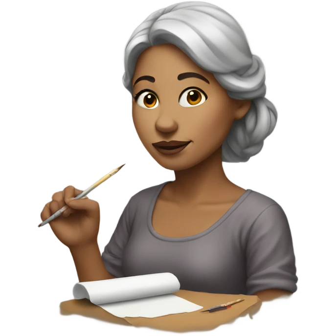 Woman artist drawing painting emoji