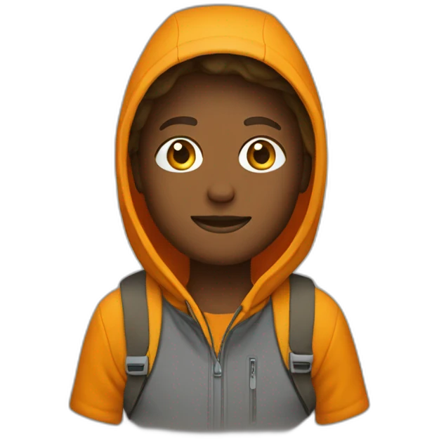 Yellow Hiker wear a orange hoodie emoji