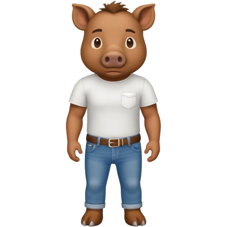 CINGHIALE CON MAGLIETTA BIANCA E JEANS emoji