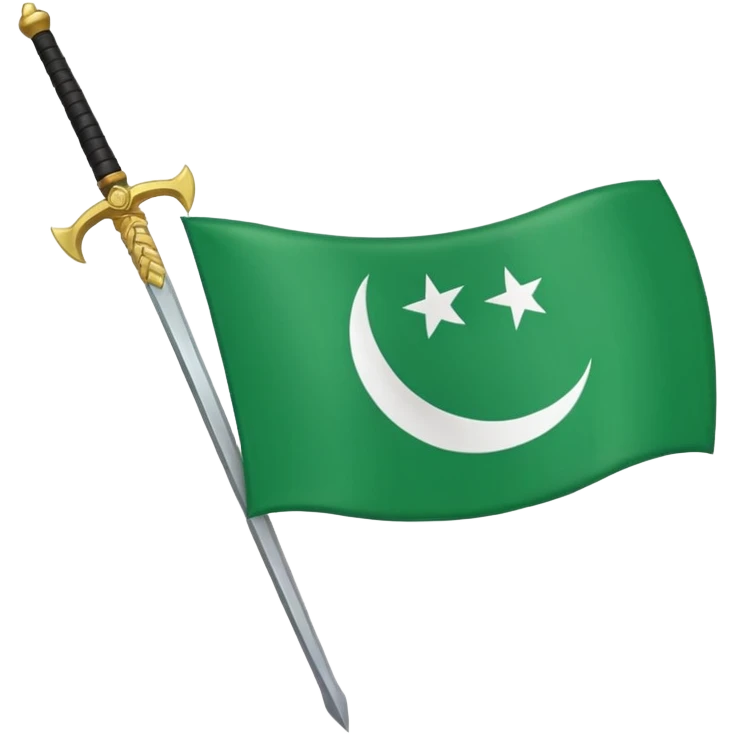 hazara flag, green background, half moon emblem in top right corner with one sword crossing. emoji