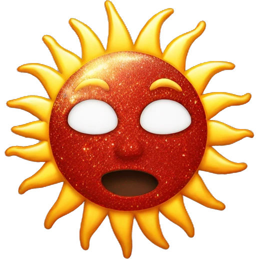 Sun with red glitter on it real chill emoji