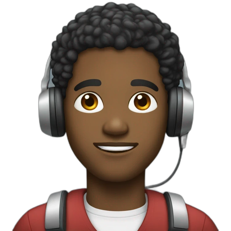 young black man with sideburns, a fade, and a short afro wearing a telephone headset emoji