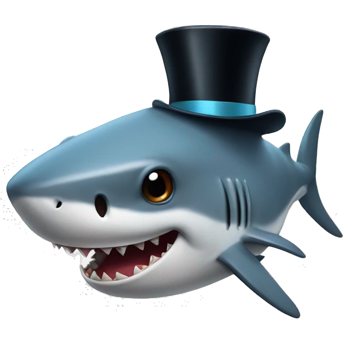 Shark with a top hat emoji