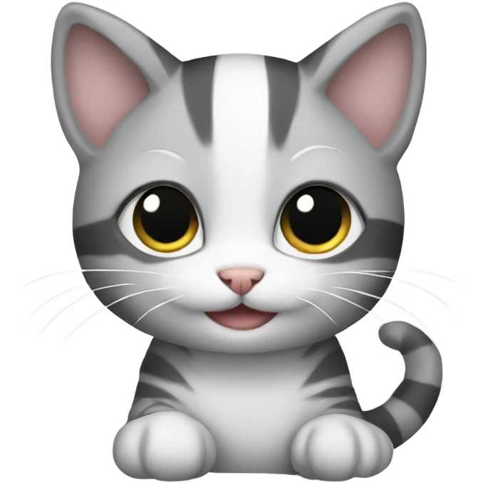 Grey and white striped kitten emoji