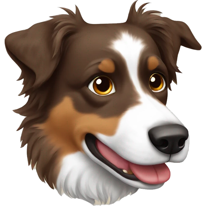 Brown Australian Shepherd eating emoji