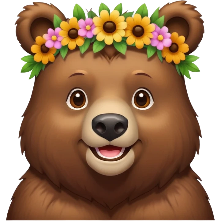 bear wearing a flower crown and smiling emoji