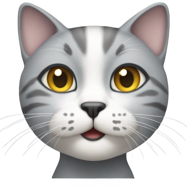 White gray cat eating emoji