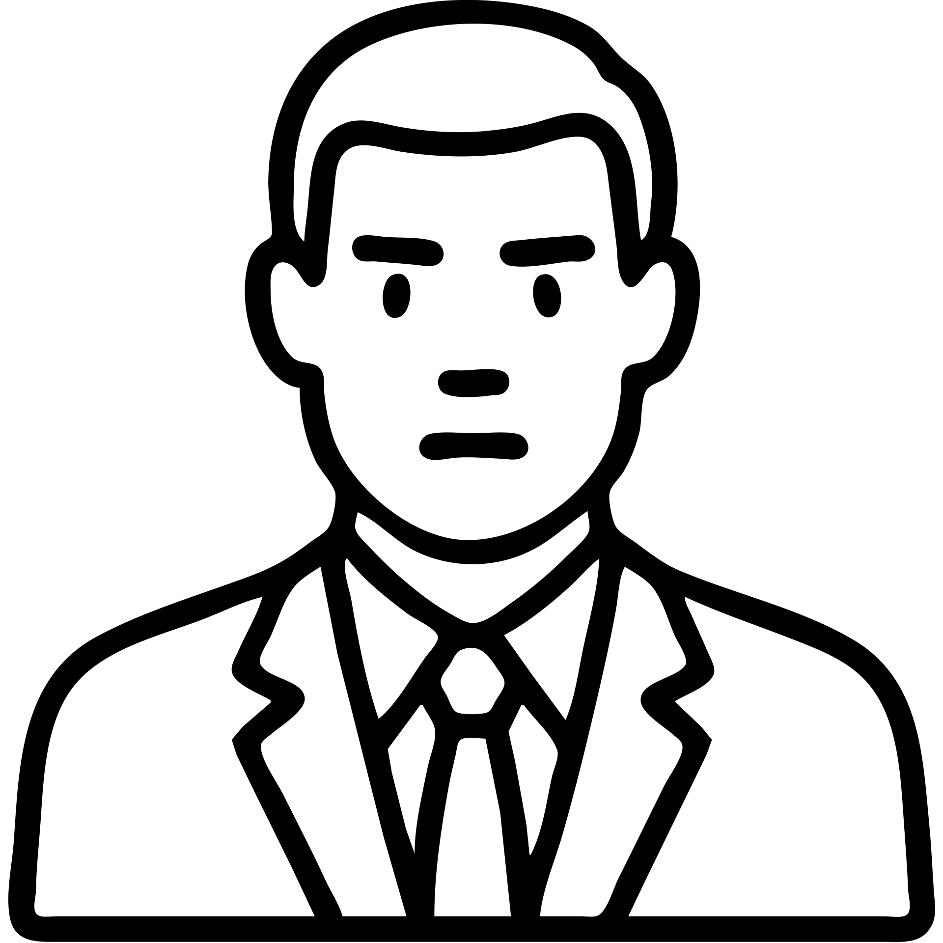 Simple outline of a man in suit with short hair, serious expression emoji