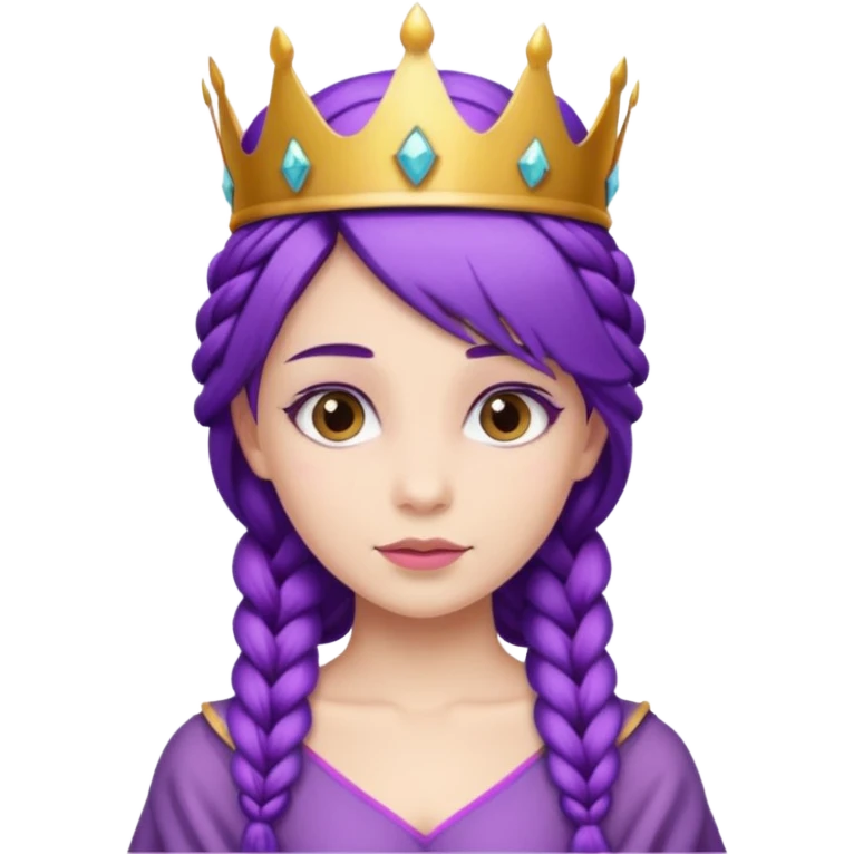 Princesses with Purple Hair with Long Purple Braid emoji