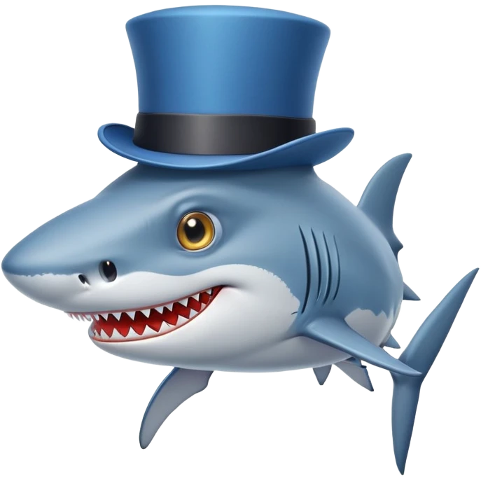 Shark with a blue top hat and a monocle ￼ emoji