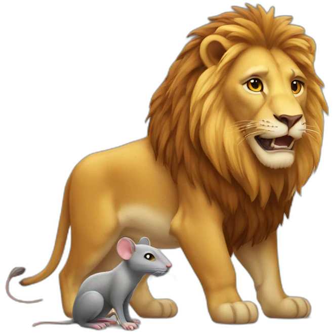 Lion with a rat emoji