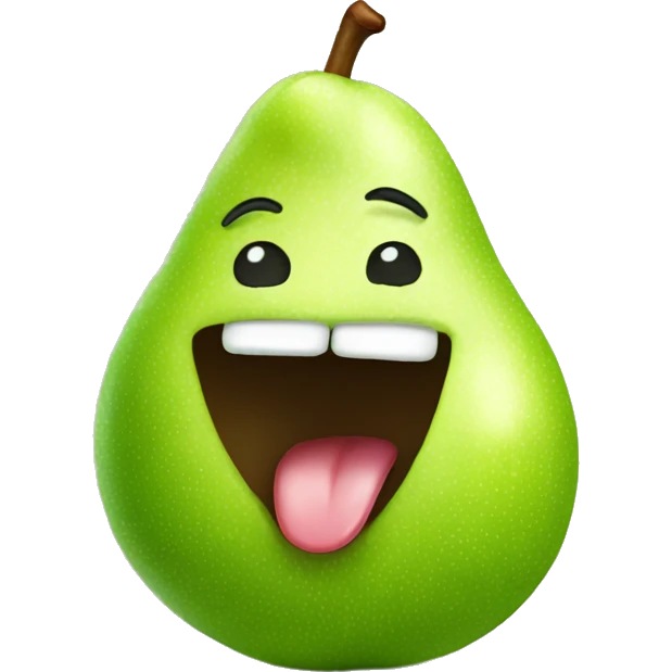 Green Cute pear with tongue emoji
