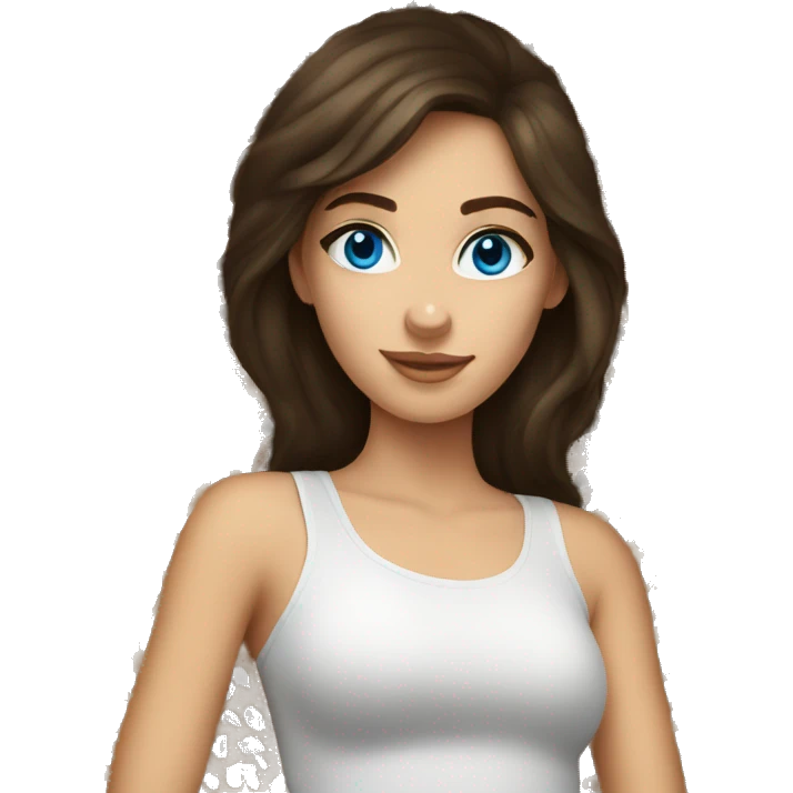 Brunette girl with blue eyes  Laying on Leopard blanket  emoji