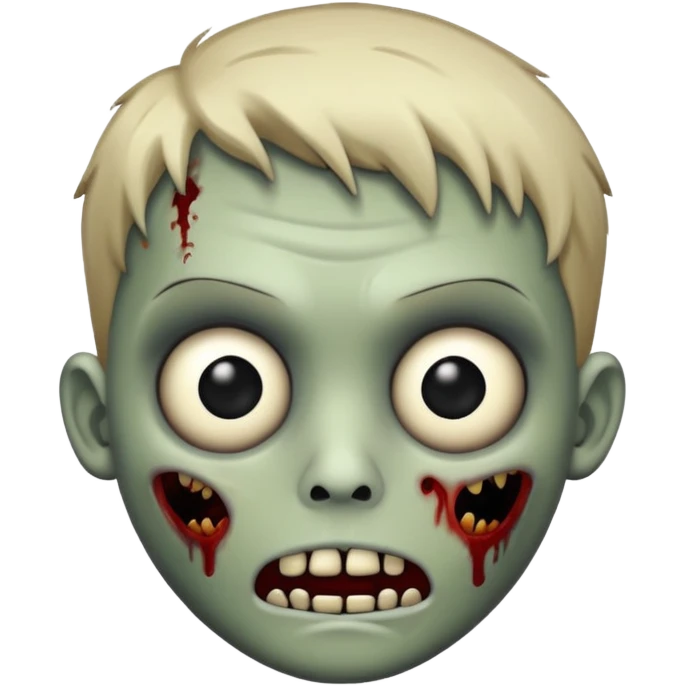 Uma zumbi de emoji com cabelo curto e olhos pretos emoji