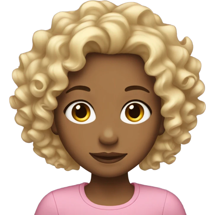 Girl curly hair that goes from brown roots to blonde tips emoji