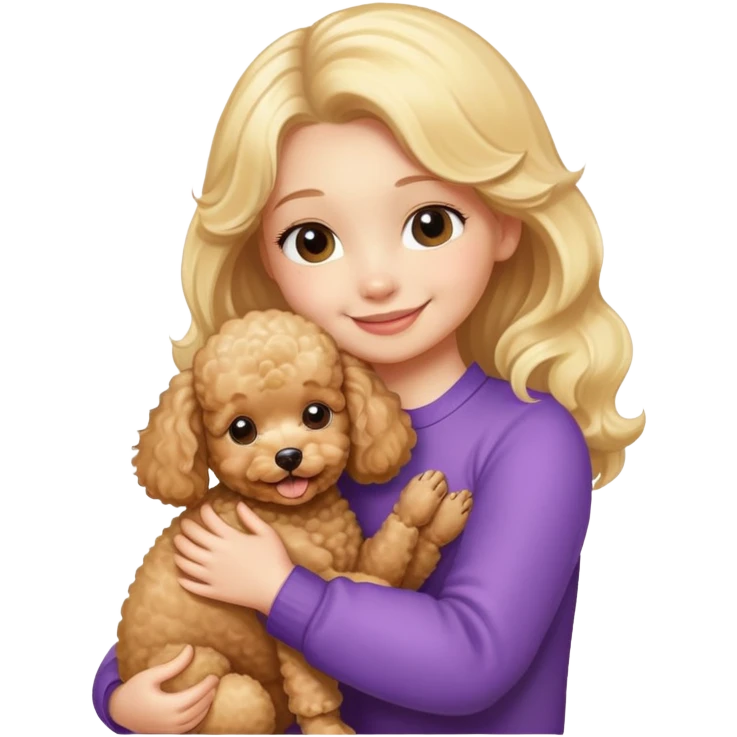 Blonde girl hugging her toy poodle emoji