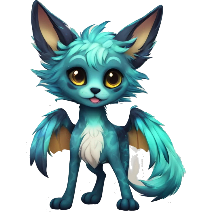 Cool cute Kawaii edgy fantasy shiny animal  fursona Fionbri vernid by griffsnuff & LiLaiRa & Falvie full body emoji
