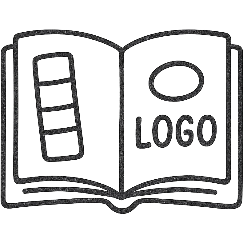 Brand Guidelines Book / Open Book with Swatches and Logo emoji