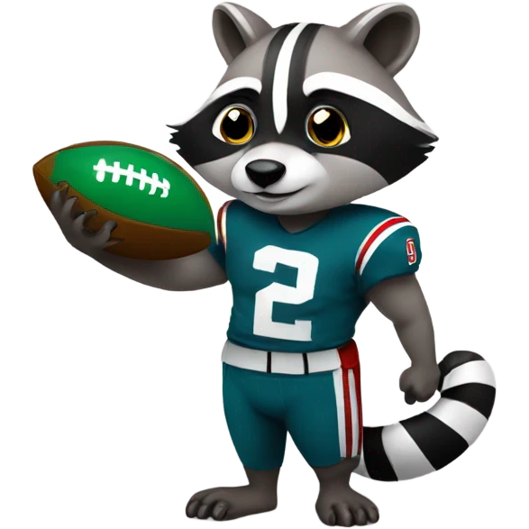 A raccoon holding a football and trophy emoji