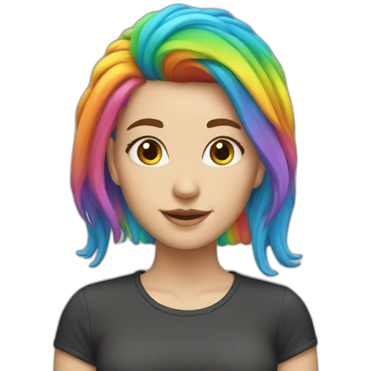 White Girl with rainbow hair emoji