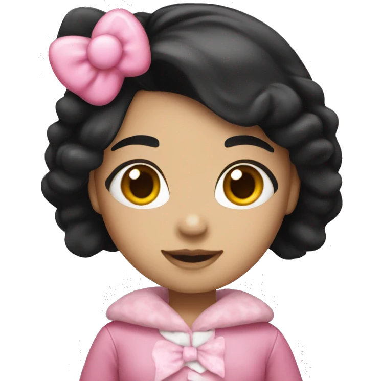Girl with black hair with a hello kitty costume on emoji