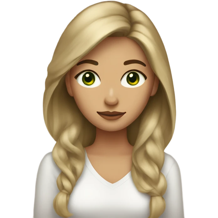 woman light tan, forest green eyes, dark brown hair blonde streaks in front of hair emoji