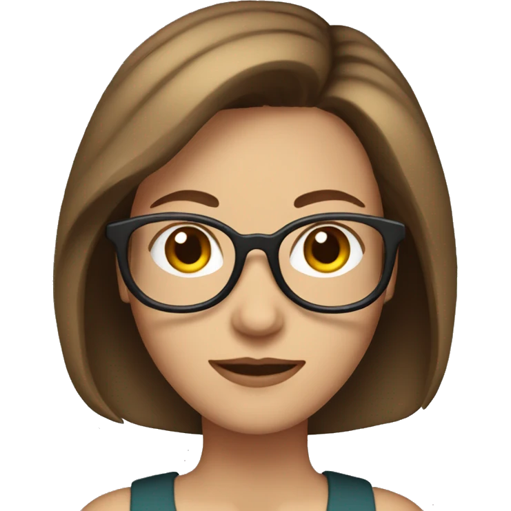 White woman with short brown hair and glasses emoji
