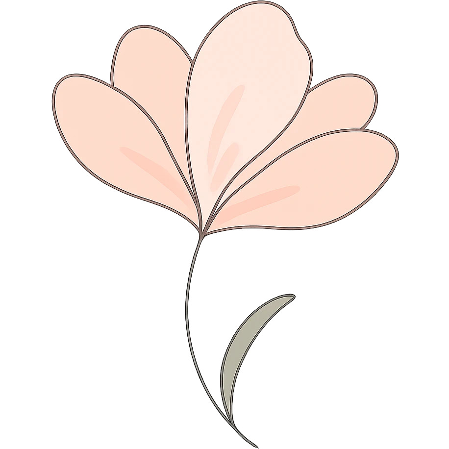 A blooming flower with delicate petals in pastel colors, with gentle curves and minimalist stem. emoji