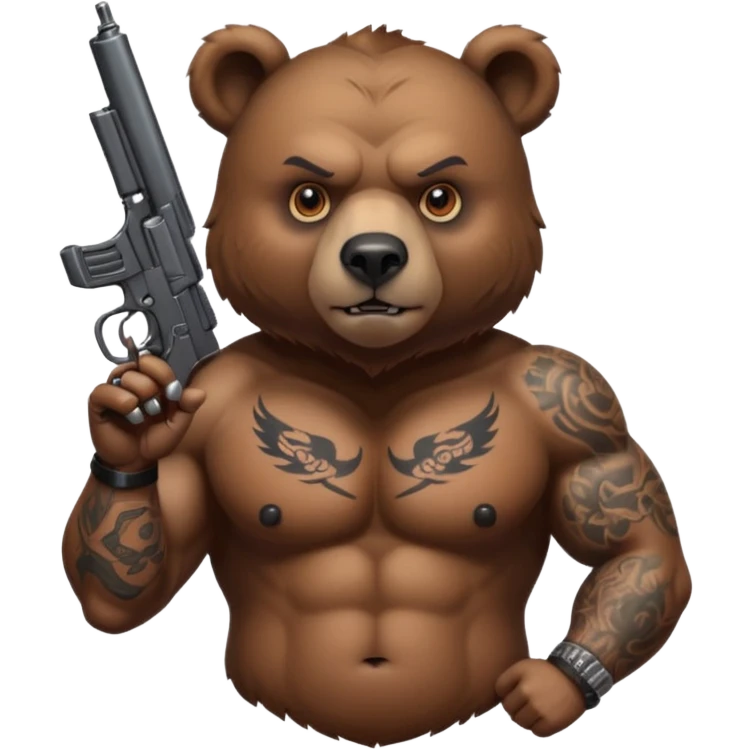 bear with tattoos and guns  emoji