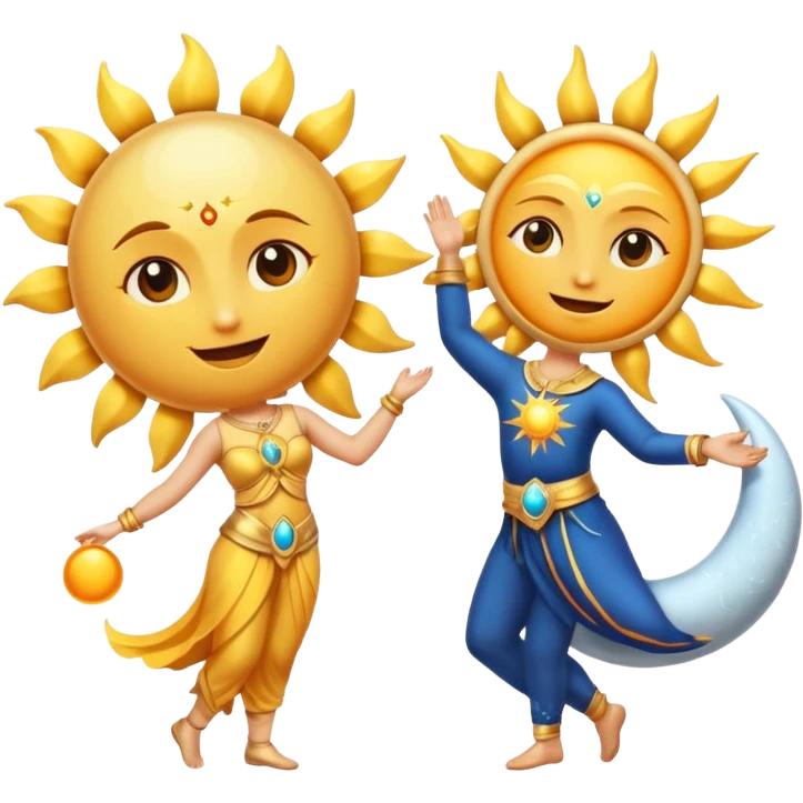 The sun and the moon dancing emoji
