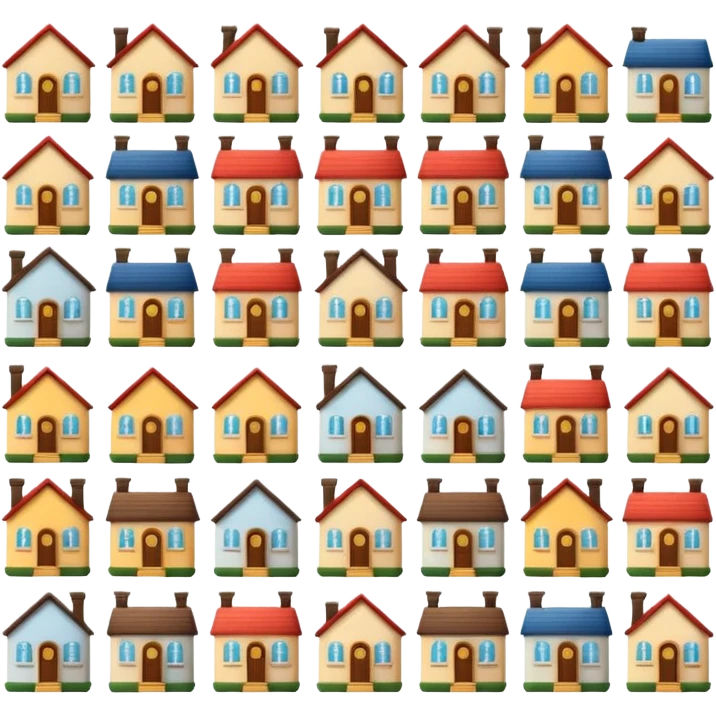 design 20 different emojies of houses, everything from small houses to giant mansions emoji