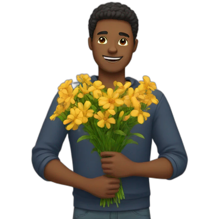 Guy with flowers emoji