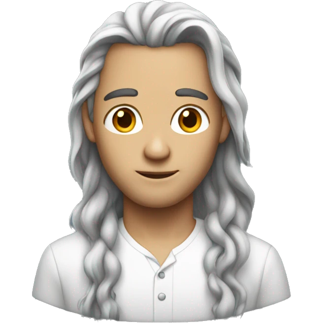 Tall, long hair, white shirt emoji