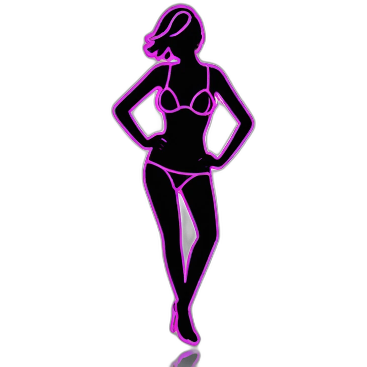 Sexy silhouette non-gender lingerie model neon sign emoji