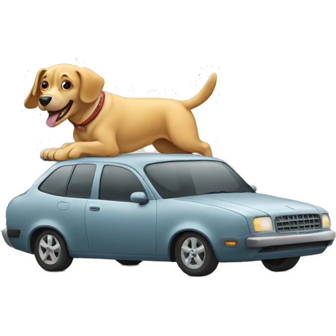 dog with a car emoji