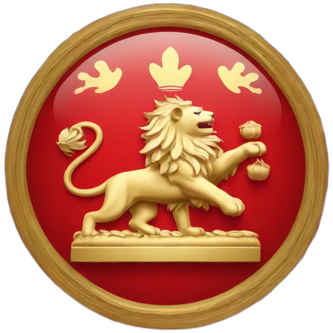 Drapeau avec fond rouge et deux lions en or emoji