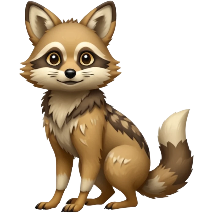fantasy-tanuki-jackal-Coyote-marsupial-fursona-hybrid animal creature full body with intricate markings  emoji