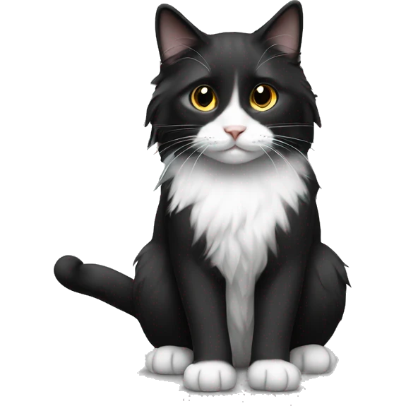 black and white cat long haired emoji