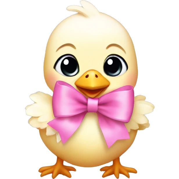 Baby chicken with pink bow emoji