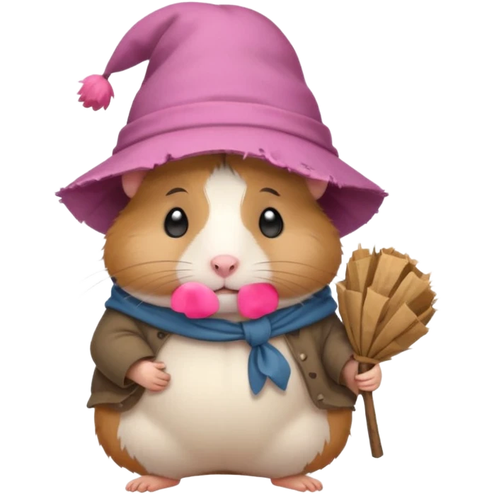 Cute fat cartoon-style hamster hobo carrying a bindle over its shoulder with a melancholy expression. emoji
