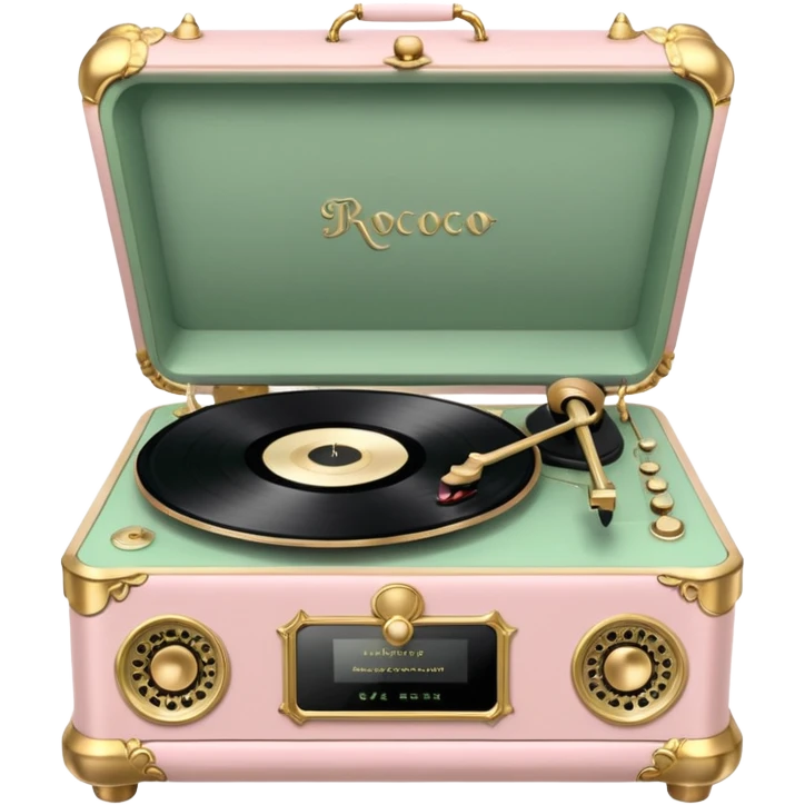Vintage rococo pale pink and sage vinyl player emoji