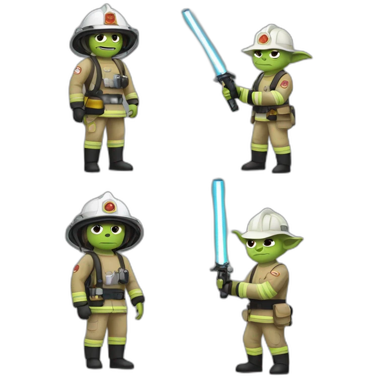 firefighter, yoda, lasersword emoji