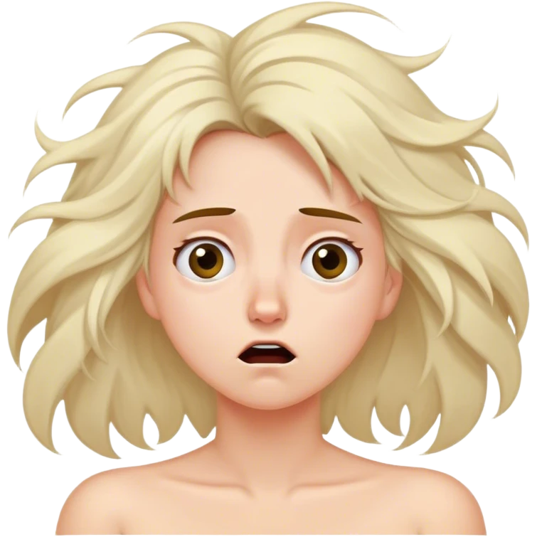 Cinematic Funny Aurora Portrait Emoji, Looking confused as she wakes up, hair a complete mess, blinking sleepily, the struggle of waking up beautifully captured in a hilarious yet endearing moment! emoji