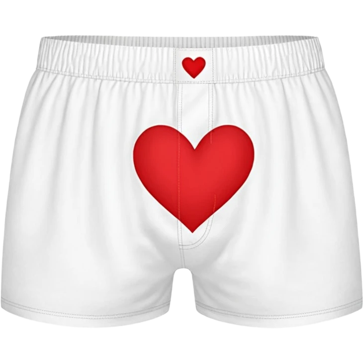 white men's boxer shorts with red heart print emoji