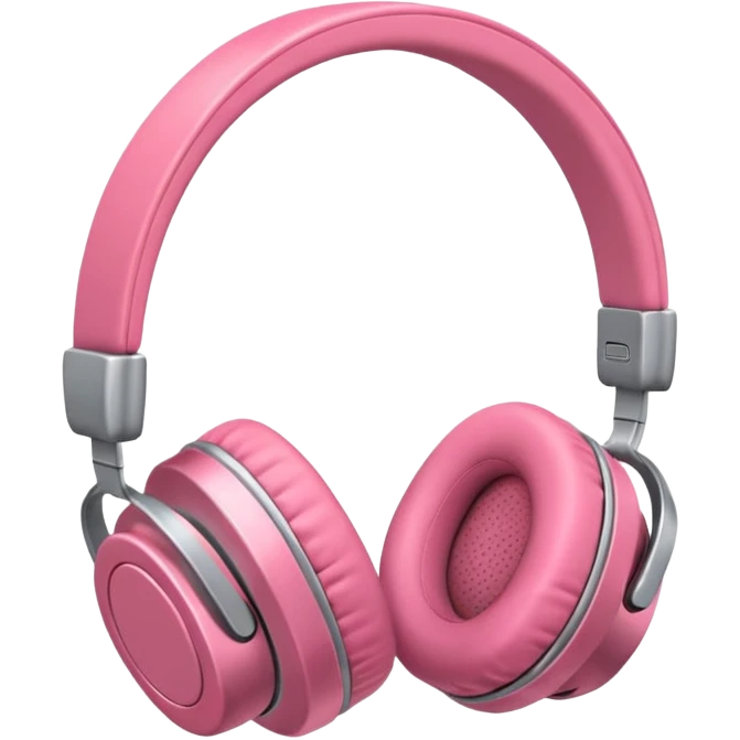 Auriculares cute color gris metal con moña rosa  emoji
