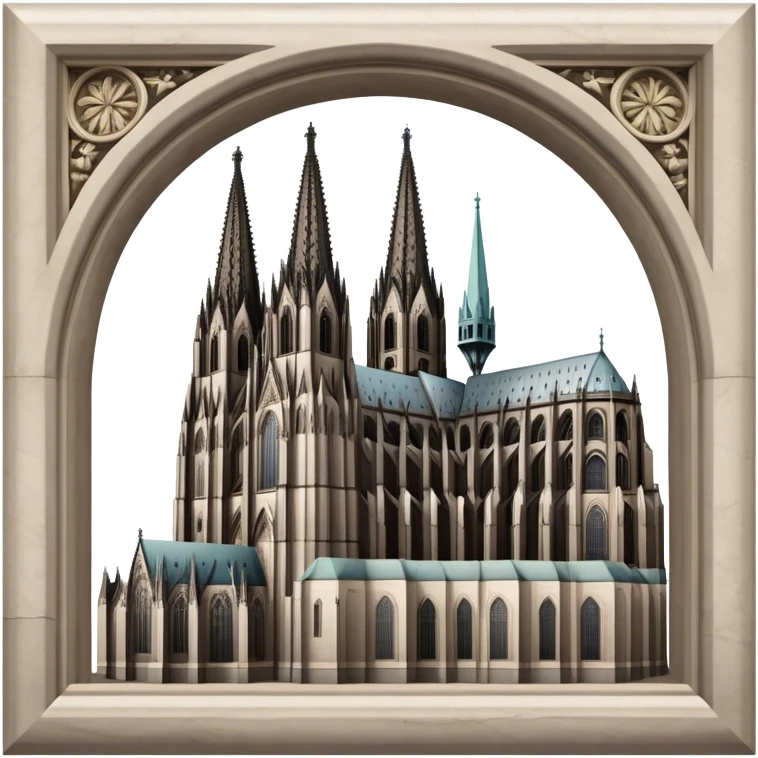 Cinematic Realistic Cologne Cathedral Landmark Emoji, showcasing Gothic architecture rendered with detailed stone textures and majestic, dynamic lighting. emoji