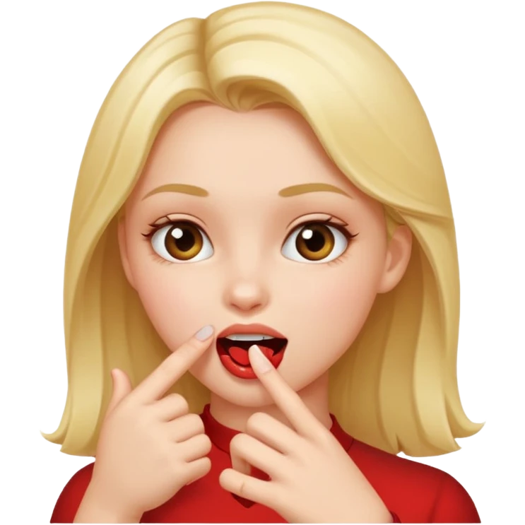 chica guapa mordiéndose suavemente un dedo de la mano  “sexualmente” emoji