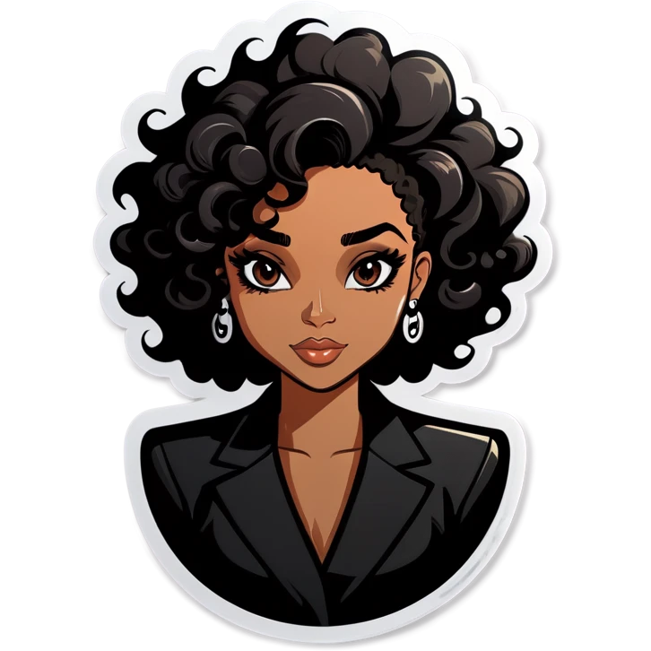 Girl boss black,curly hair black and sexy  emoji