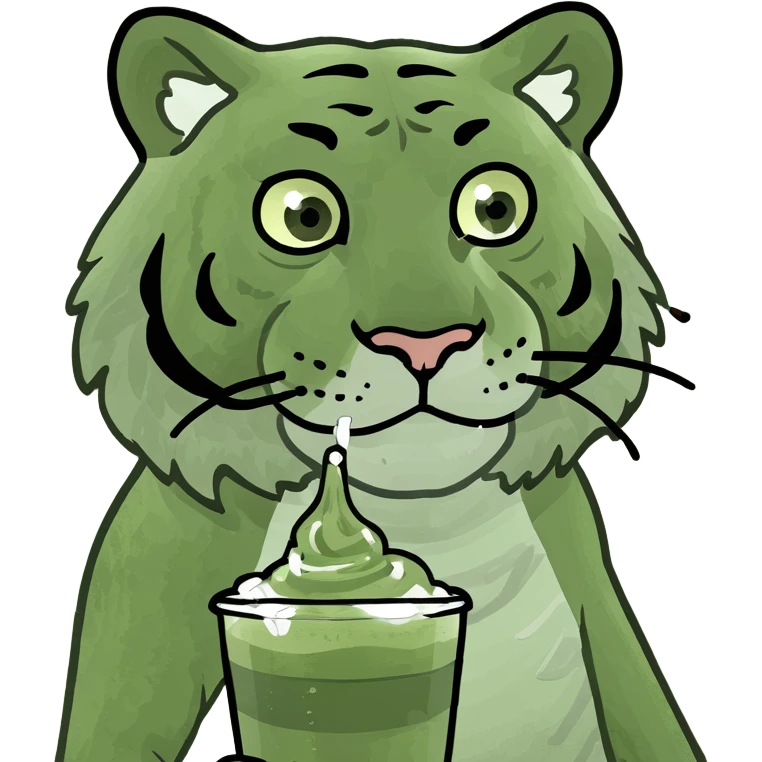 Tiger with iced matcha  emoji